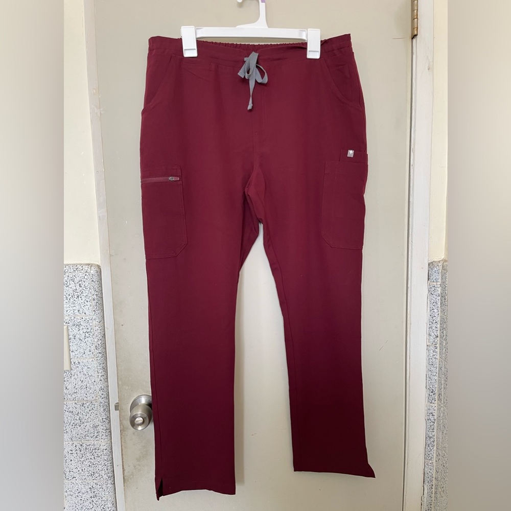 FIGS Yola Skinny Scrub Pants Burgundy